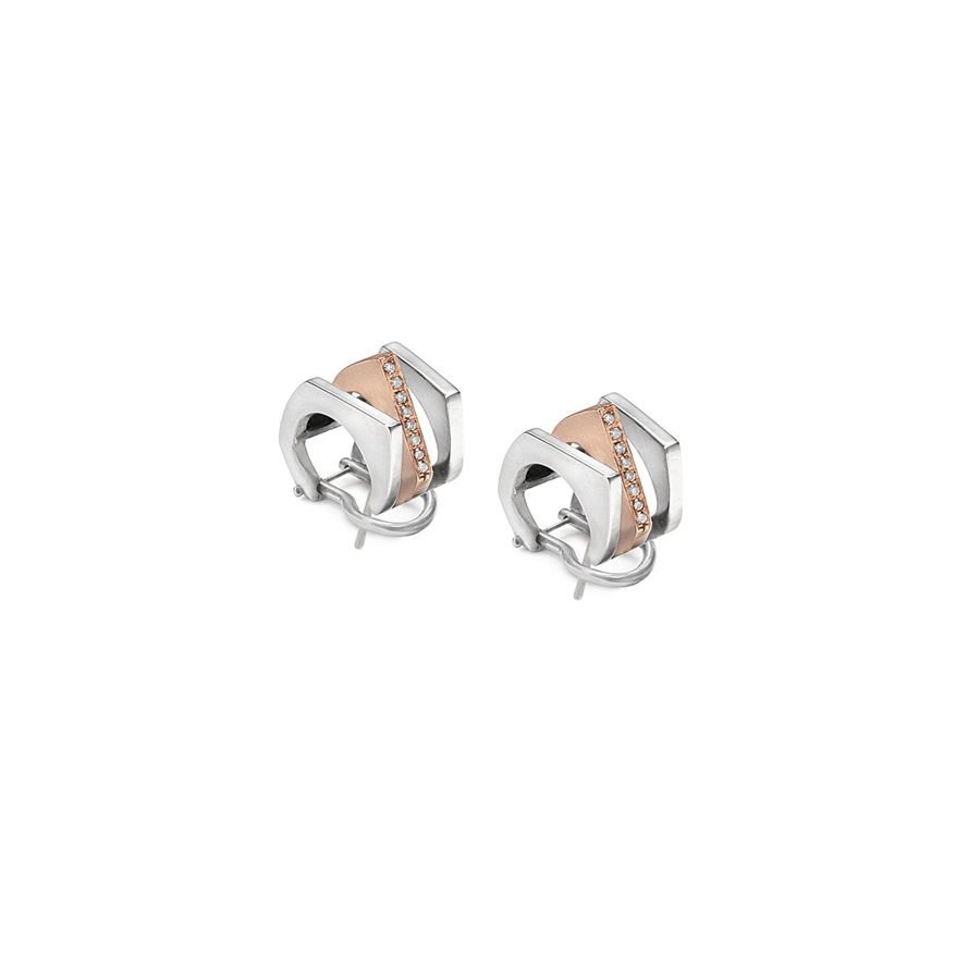 3 elements 'Congiunzioni' earrings in silver and rose gold CONGIUNZIONI | OR3 CONPARG E AU9R CT.0,12